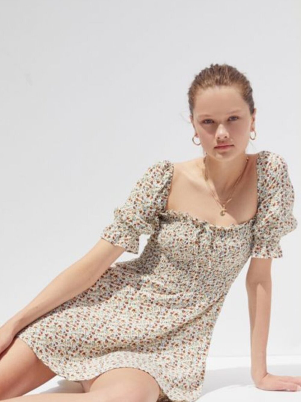 Faithfull the Brand Floral Smocked Mini Dress
